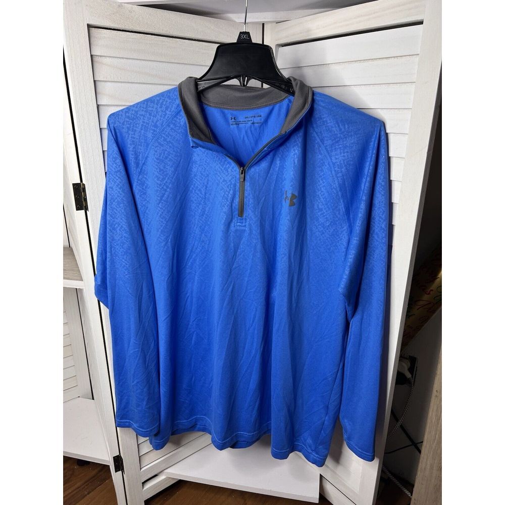 Mens Under Armour 1/4 Zip Golf Blue Performance Lightweight size 2XL